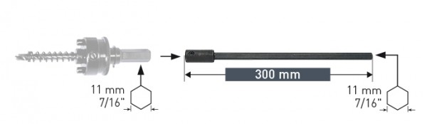 Verlängerung 300 mm für Bi-Metall-Lochsägen