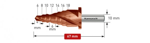 Spezial-Stufenbohrer HSS-XE 6 - 18 mm KARNASCH