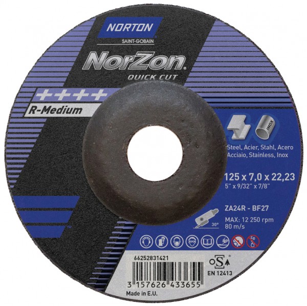 Schruppscheibe NORTON Quick Cut R-Medium für Metall/Inox