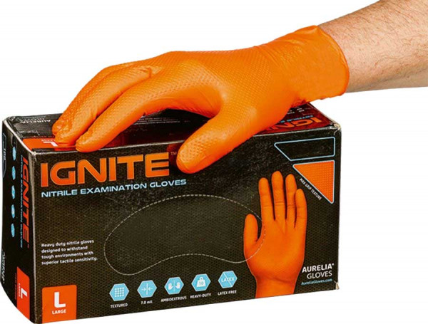 Einweghandschuhe AURELIA IGNITE Nitril genoppt ungepudert